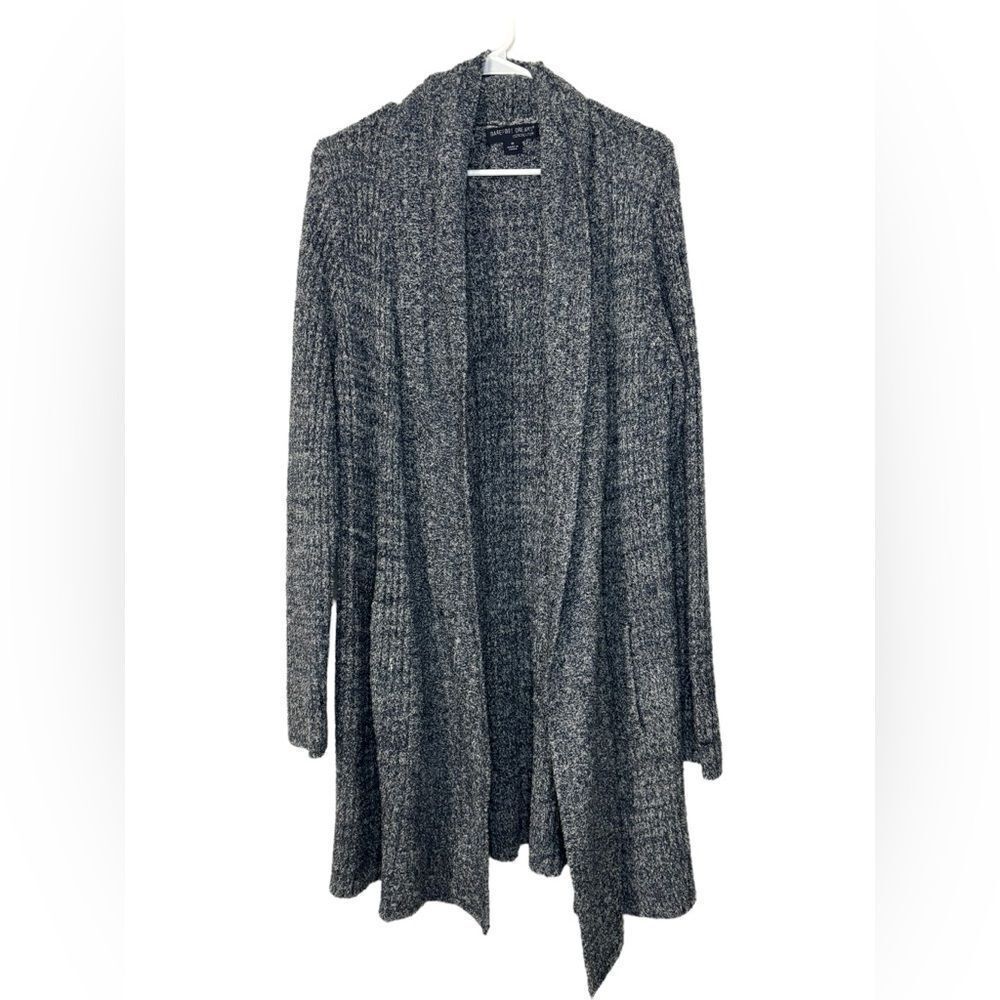 Barefoot Dreams Cozychic Lite Montecito Cardi Heathered Black Graphite Gray M - Picture 2 of 6